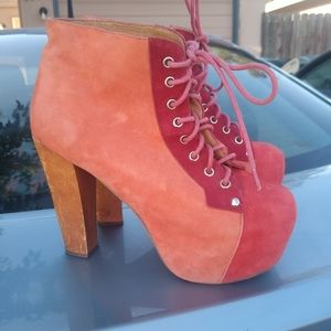 Jeffrey Campbell orange salmon pink Lita boots